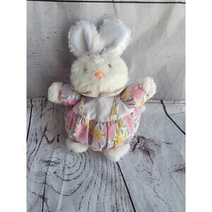 ABC Anna Baby Club Bunny Rabbit Plush Stuffed Animal Easter 9" 1993 Pink Floral